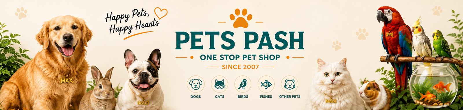 Pets Pash &ndash; Happy Pets, Happy Hearts. One Stop Pet Shop since 2007. Flat 15% off on first order, free delivery.